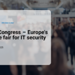 Crowd of cybersecurity professionals networking at it‑sa Expo & Congress in Nuremberg, surrounded by exhibitor booths and digital security displays