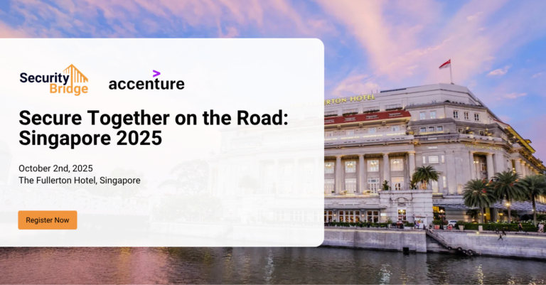 Fullerton Hotel Singapore with event details for Secure Together on the Road – Singapore 2025