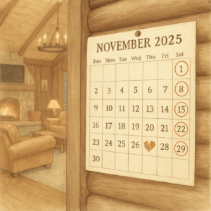 Thanksgiving Log Cabin Calendar