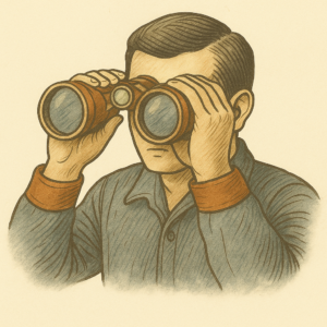 Thanksgiving binoculars man looking through