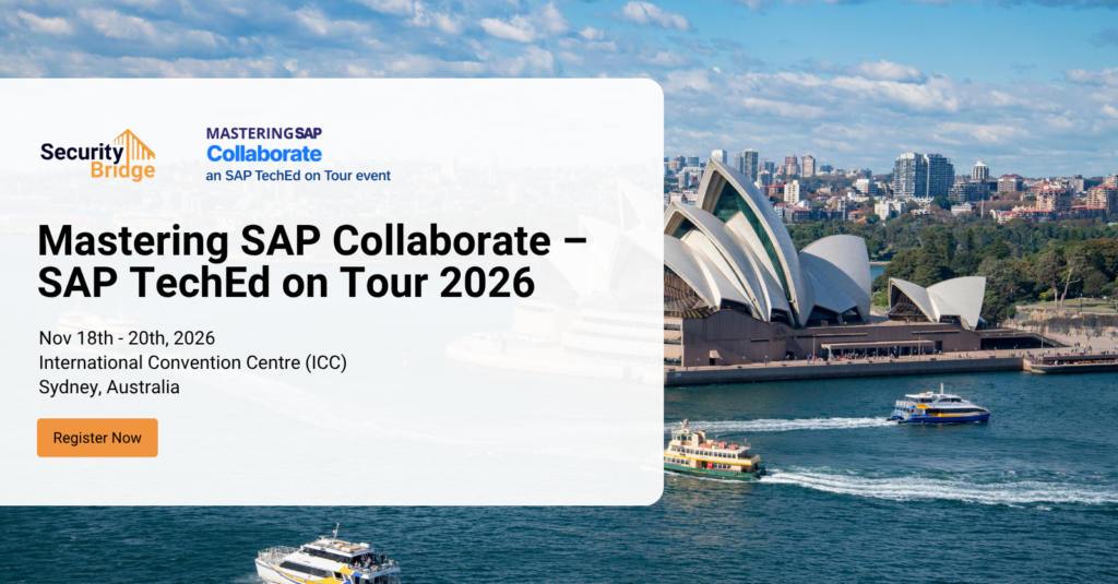 SecurityBridge at Mastering SAP Collaborate – SAP TechEd on Tour 2026 in Sydney.